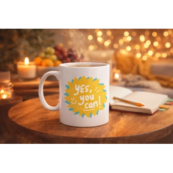 Yes You Can Motivasyon Kupası MODEL 131 , Pozitif Mesajlı Porselen Kupa , İlham Veren Tasarım , Ofis & Hediye Kupası