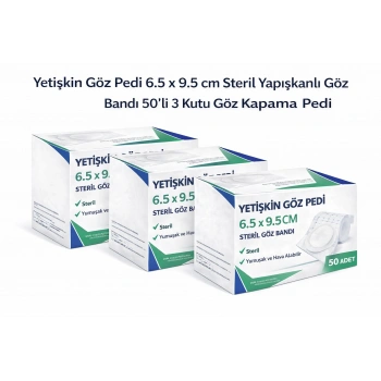Yetişkin Göz Pedi 6.5 x 9.5 cm Steril Yapışkanlı Göz Bandı 50’li 3 Kutu Göz Kapama Pedi
