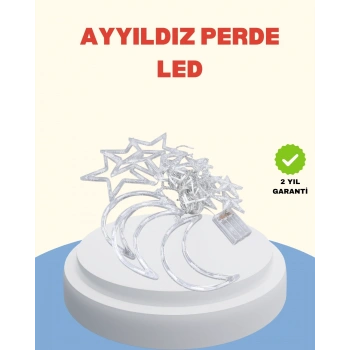 Yıldız Ay Tasarımlı Prizli Perde LED Işık İç Mekan Dekoru