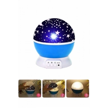 Yıldızlı Gece Lambası Mor Projeksiyon Görünümlü Masa Lambası Renk Değiştirebilen