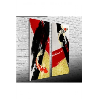 Ying Yang Iki Parça Canvas Tablo (30x70)