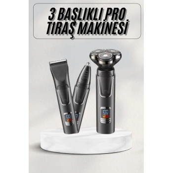 Yüksek Performanslı 3 Başlıklı Profesyonel Şarjlı Islak ve Kuru Kullanıma Uygun