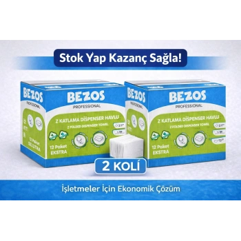 Z Katlamalı Dispenser Havlu 2 Katlı 20x22 cm %100 Selüloz 2 Koli Avantaj Paket