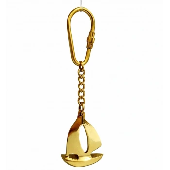 Zarif Yelkenli Tasarım Pirinç Anahtarlık