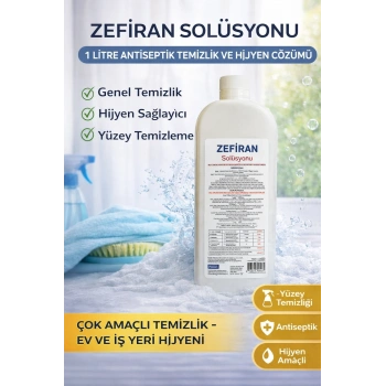 Zefiran Solüsyonu 1 Litre Antiseptik Temizlik ve Hijyen Amaçlı Çok Amaçlı Solüsyon 1 ADET