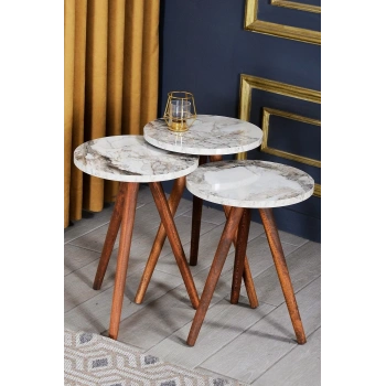 Zigon Sehpa 3lü Ahşap Orjinal Torna Ayak Efes 2083