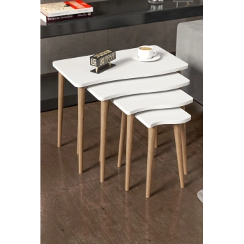 Zigon Sehpa Ahşap 4lü Beyaz KR