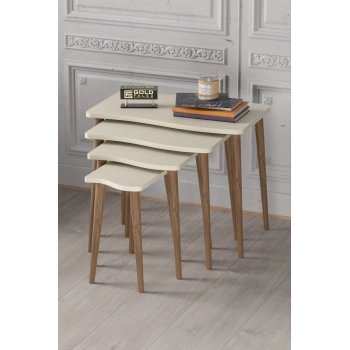 Zigon Sehpa Ahşap 4lü Krem KR