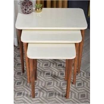 Zigon Sehpa Ahşap KR Torna Ayak Krem