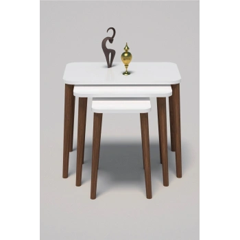 Zigon Sehpa Ahşap Torna Ayak Beyaz Kr