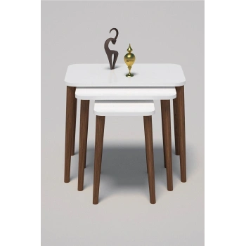 Zigon Sehpa Ahşap Torna Ayak Beyaz Kr 1000