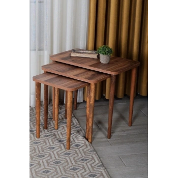 Zigon Sehpa Ahşap Torna Ayak Ceviz Kr 2067