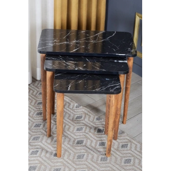 Zigon Sehpa Ahşap Torna Ayak Siyah Kr 2066