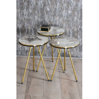 Zigon Sehpa Efes Metal Ayak Çift Gold