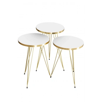 Zigon Sehpa Gold Beyaz Tel