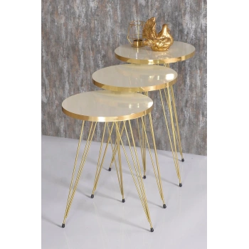 Zigon Sehpa Gold Krem Tel