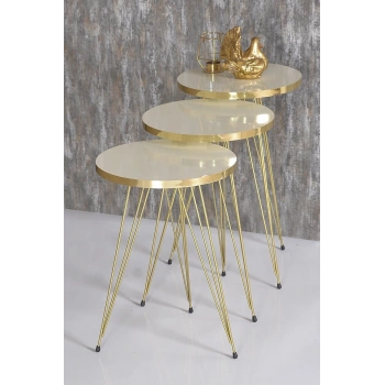 Zigon Sehpa Gold Krem Tel Ayak