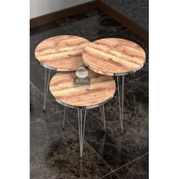 Zigon Sehpa Gümüş Ceviz Tel