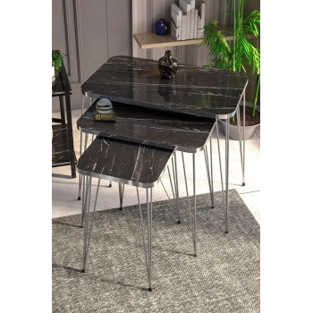 Zigon Sehpa Kare Gümüş Tel Ayak Bendir-1096