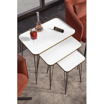 Zigon Sehpa Kr Çift Beyaz Tel Siyah Ayak