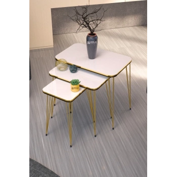 Zigon Sehpa Kr Çift Gold Beyaz Tel