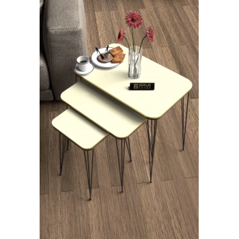 Zigon Sehpa Kr Çift Krem Tel Siyah Ayak