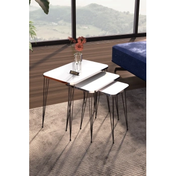 Zigon Sehpa Kr Gümüş Beyaz Tel Siyah Ayak