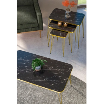 Zigon Sehpa Kr Ve Orta Sehpa Kr Set Gold Bendir Tel 1107