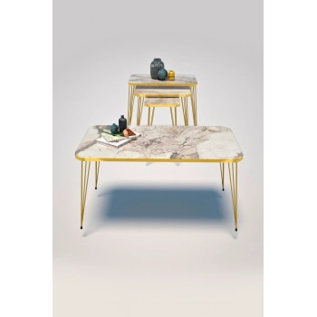 Zigon Sehpa Kr Ve Orta Sehpa Kr Set Gold Efes Tel 1106