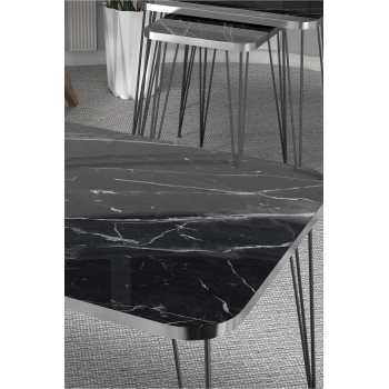 Zigon Sehpa Kr Ve Orta Sehpa Kr Set Gümüş Bendir Tel Ayak Siyah