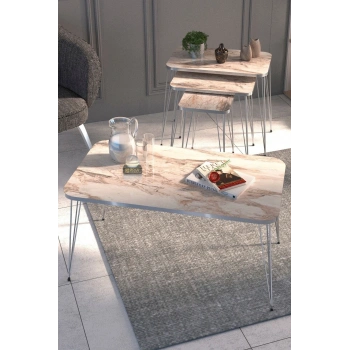 Zigon Sehpa Kr Ve Orta Sehpa Kr Set Gümüş Efes Tel