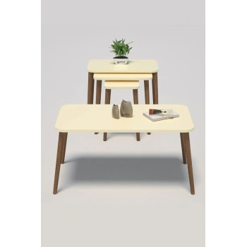 Zigon Sehpa Kr Ve Orta Sehpa Kr Torna Set Krem