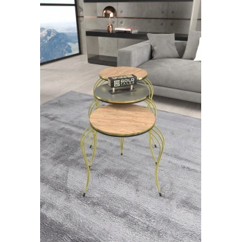 ZİGON SEHPA LÜKENS ÇİFT GOLD ANTRASİT CEVİZ