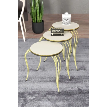 ZİGON SEHPA LÜKENS ÇİFT GOLD KREM