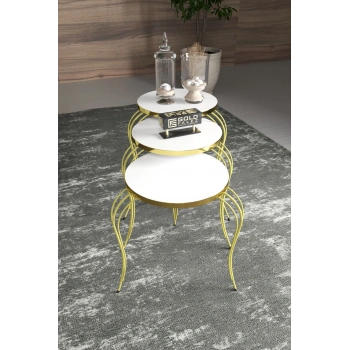 ZİGON SEHPA LÜKENS GOLD BEYAZ