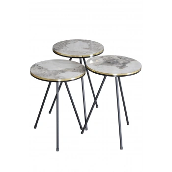 Zigon Sehpa Siyah Metal Ayak Çift Altın Efes 1080