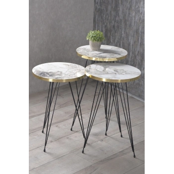 Zigon Sehpa Siyah Tel Ayak Altın Efes 1052