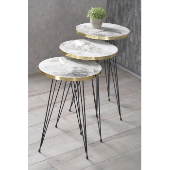 Zigon Sehpa Siyah Tel Ayak Altın Efes 1052