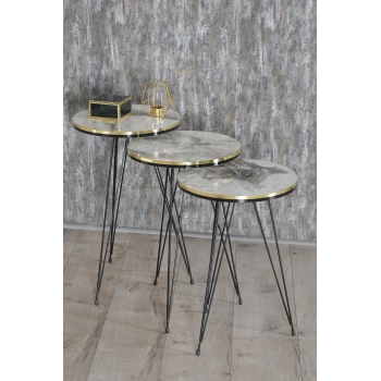 Zigon Sehpa Siyah Tel Ayak Çift Altın Efes 1048