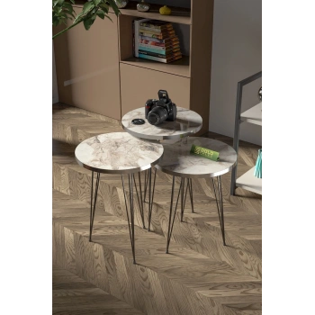 Zigon Sehpa Siyah Tel Ayak Gümüş Efes