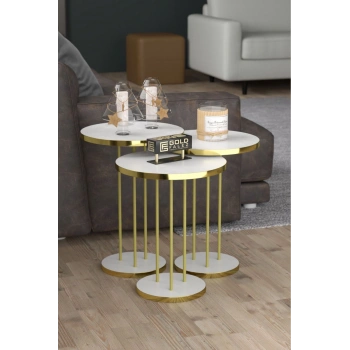 Zigon Sehpa Terra Gold Beyaz