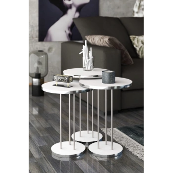 Zigon Sehpa Terra Gümüş Beyaz