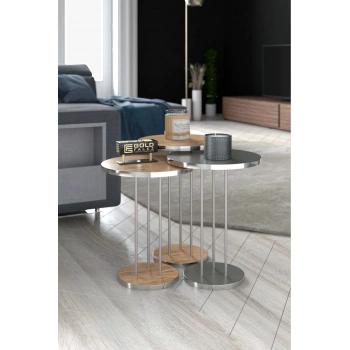 Zigon Sehpa Terra Gümüş Ceviz Antrasit