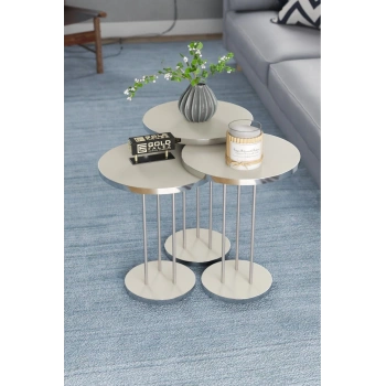 Zigon Sehpa Terra Gümüş Krem