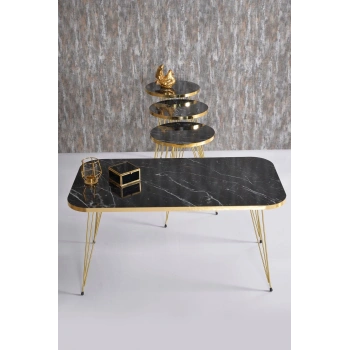 Zigon Sehpa Ve Orta Sehpa Kr Set Gold Bendir Tel