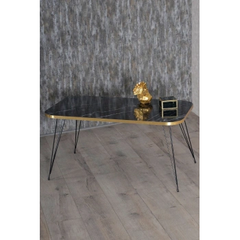 Zigon Sehpa Ve Orta Sehpa Kr Set Siyah Ayak Altın Bendir Tel