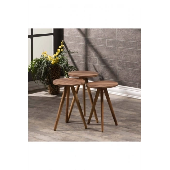 Zigon Sehpa Ve Orta Sehpa Kr Torna Ceviz Set 3006