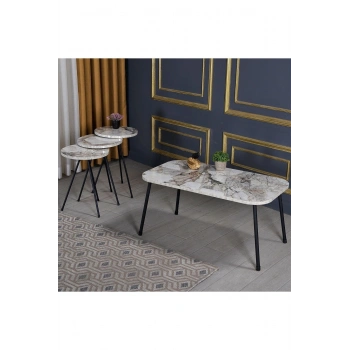 Zigon Sehpa Ve  Orta Sehpa Set Metal Kr Efes