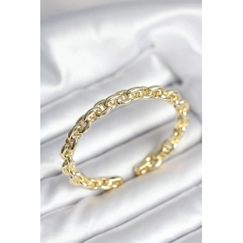 Zincir Model Gold Renk Pirinç Kadın Bileklik