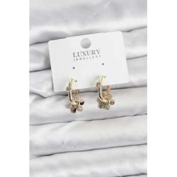 Zirkon Taşlı Pirinç Kadın Göçmen Küpesi